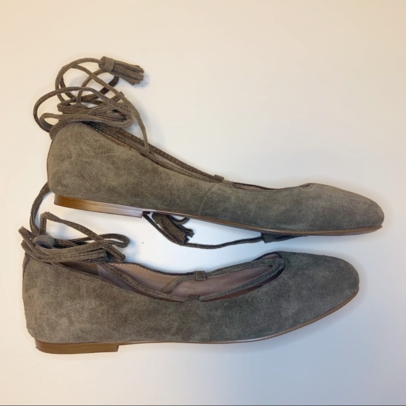 Madewell Inga Lace-Up Flats in Olive Suede - Picture 10 of 13